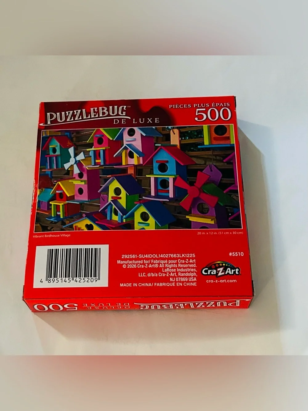 New “Vibrant Birdhouse Village” Puzzle 500 Pieces Puzzlebug DeLuxe 20” x 12”